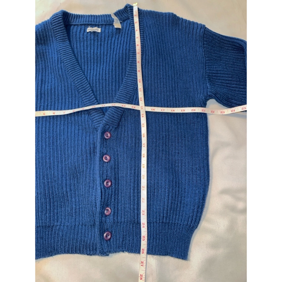 Vintage Saturdays Hong Kong Cardigan Sweater Grandpa Cobalt Blue L - Picture 2 of 7